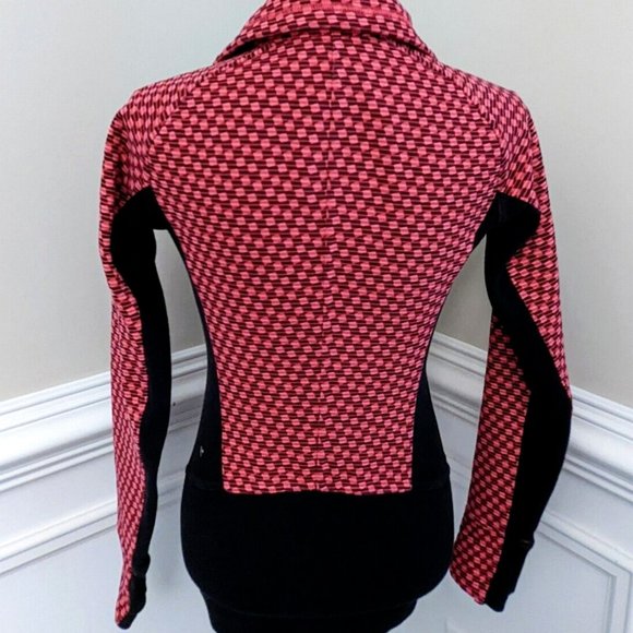 LULULEMON Athletic Fitted JACKET SIZE 4 Black Pink Check Gingham Women's Zip Run - Picture 5 of 5